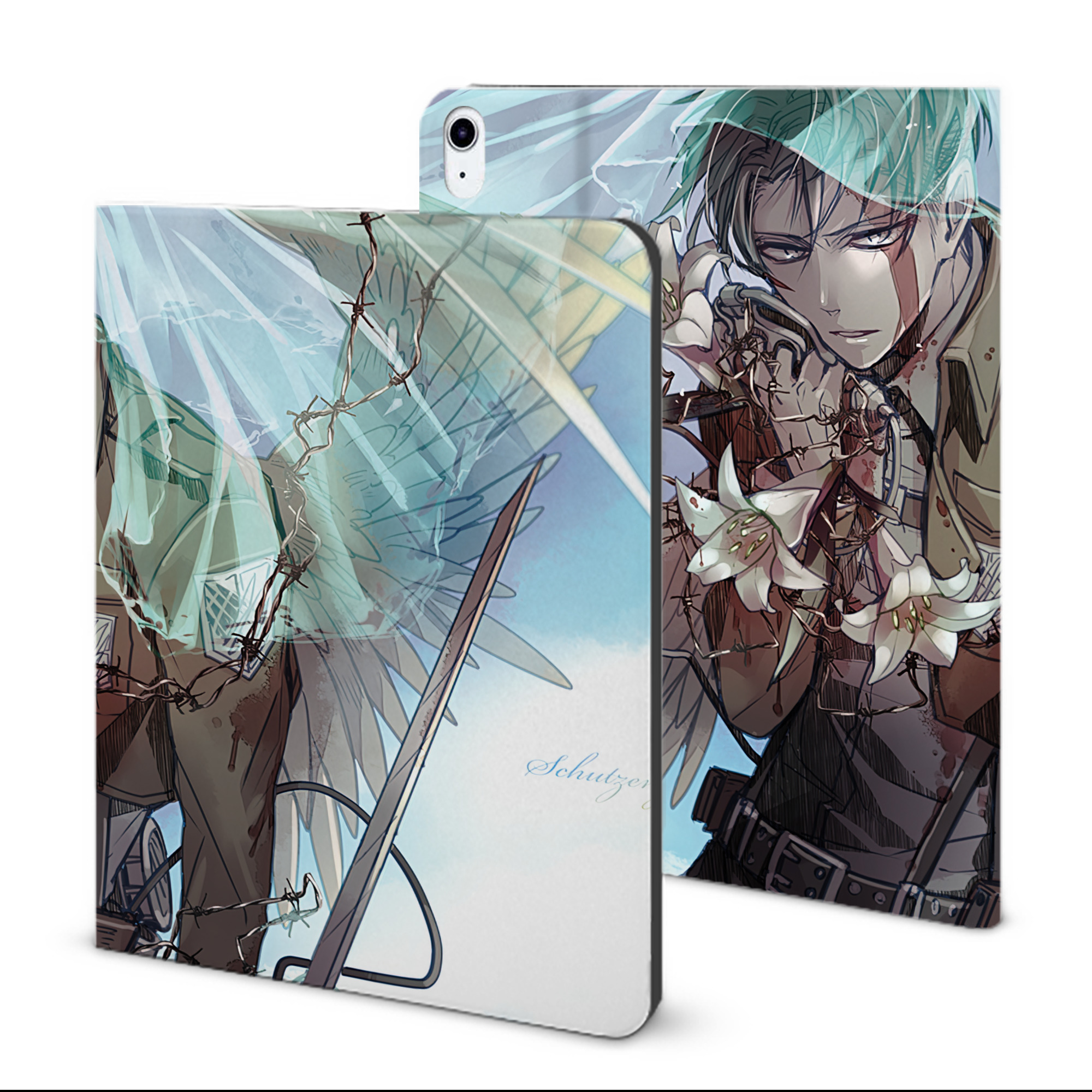 （画像用） 進撃の巨人 Attack on Titan IPad ケース ブック型 PUレザー TPU 耐衝撃 軽量 薄型 ペン収納なし 全面保護 IPad 各モデル対応